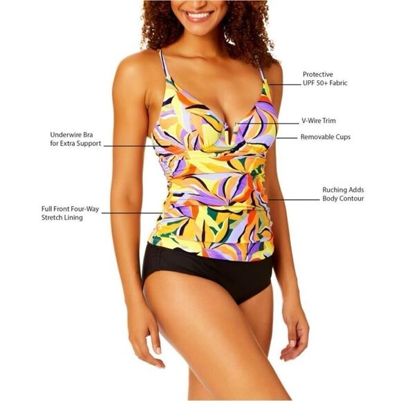 Anne Cole Women’s Tankini Swim Top Size Medium - Picture 3 of 12